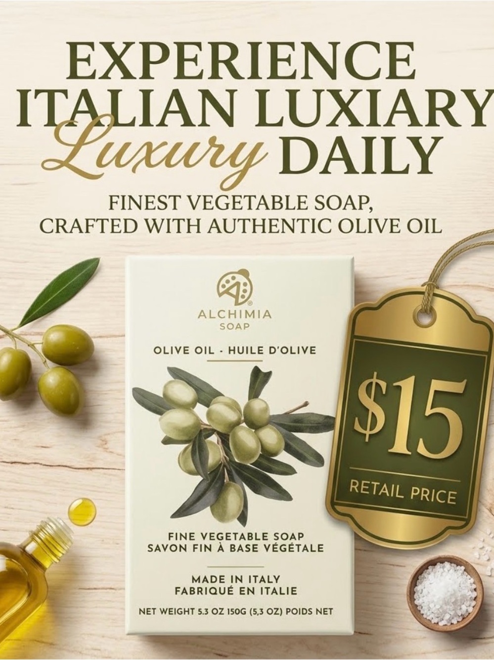 Alchimia Olive Oil Vegetable Soap - Cream & Green